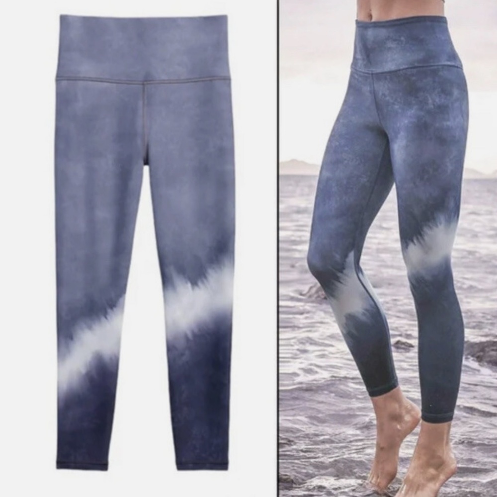 Athleta Elation Watercolor Stripe 7/8 Tight Legging - Watercolor Blue